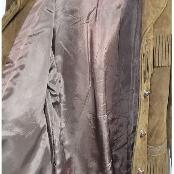 Vintage 1970's Brown Suede Fringe Jacket Size Small - Picture 5 of 13
